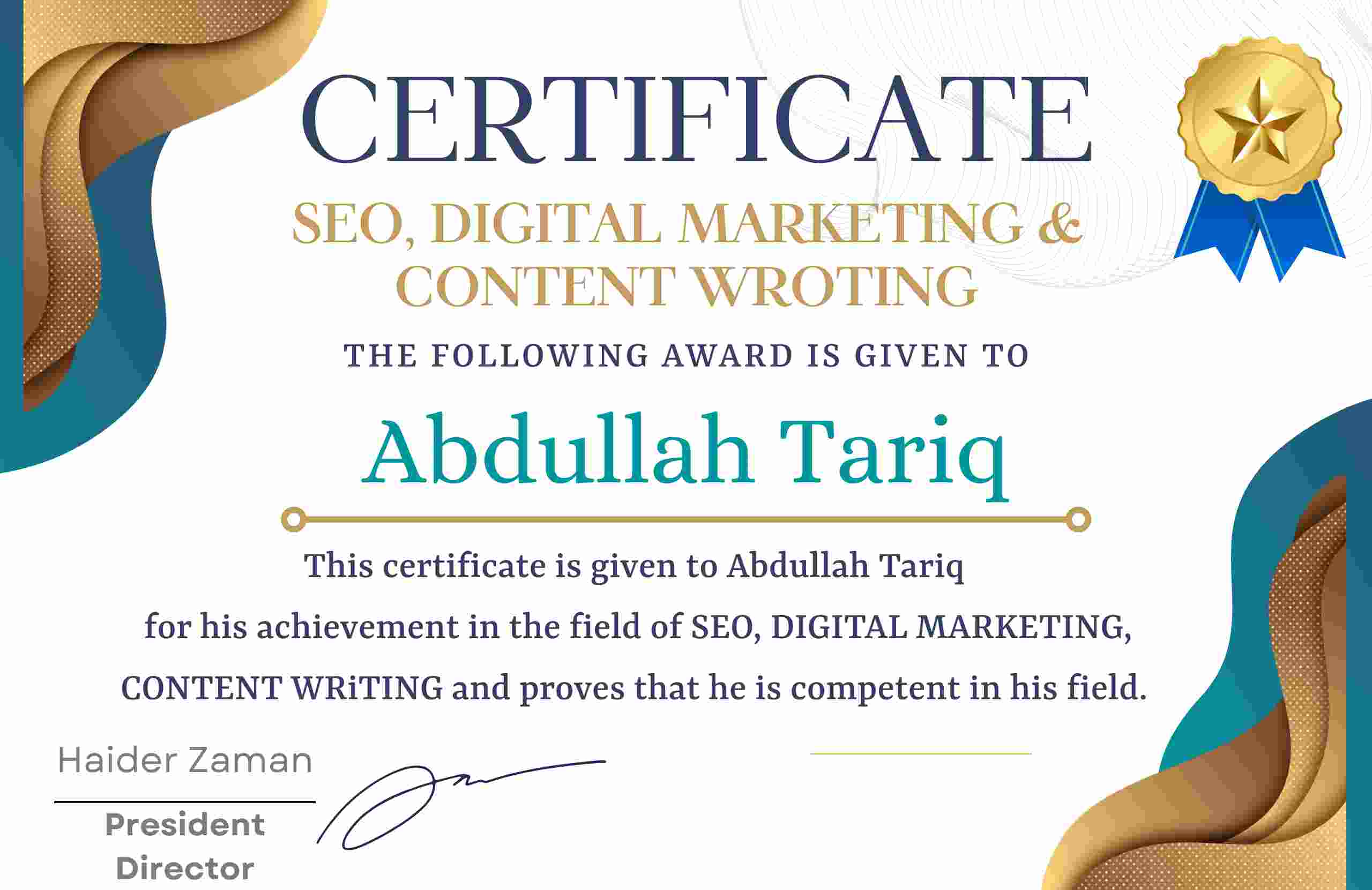 SEO DIGITAL MARKETING CONTENT WRITING CERTIFICATE